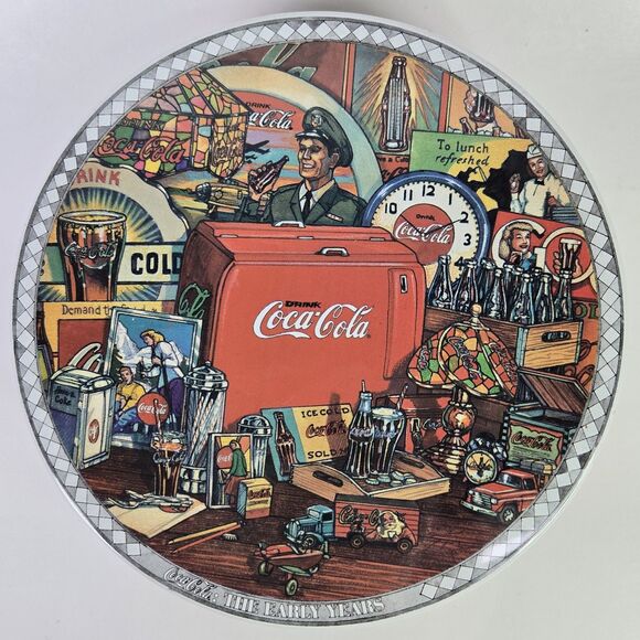 COCA-COLA Tin Box With Lid Vintage 1998 The Early Years Round Pop 6.5" Coke - Picture 1 of 11